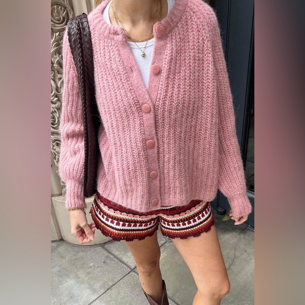 Sézane Emile Cardigan in Mottled Pink | XS
